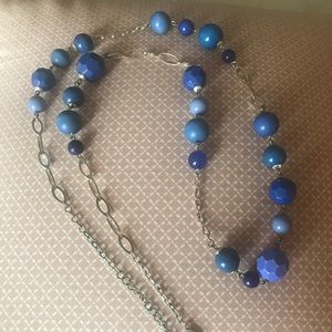 Blue Beaded Long Necklace